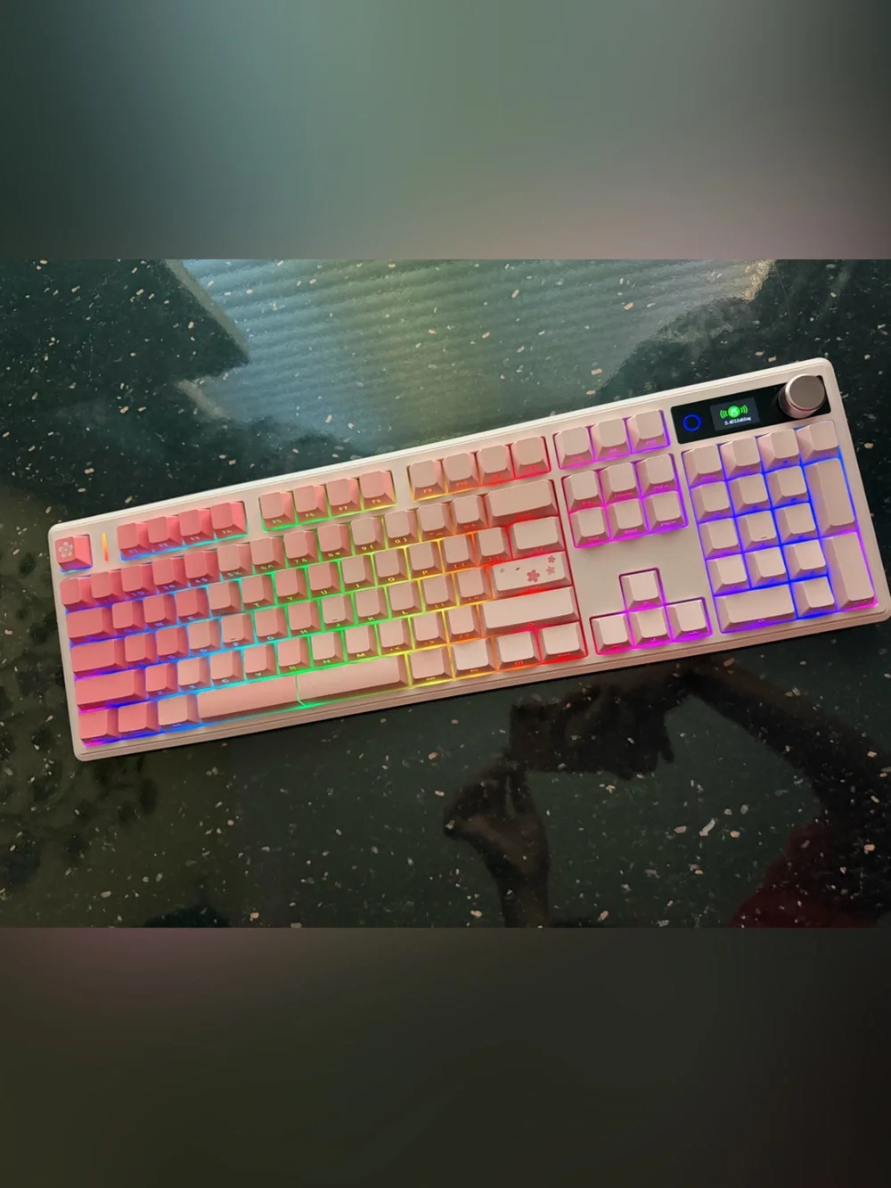 Epomaker TH108 V2 Pro Full Size Mechanical Keyboard with Screen Knob Creamy Jade